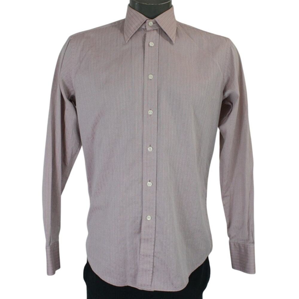 Vintage Versace Collection Pink Striped Button Up Shirt Mens 40 Slim Fit
